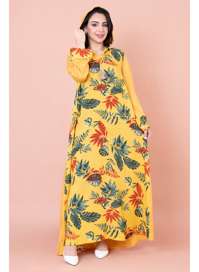IKKXA Maghrebi Leaf Hooded Jalabiya - Image 1