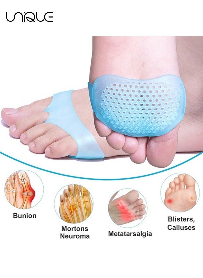 2 Pairs Ball of Foot Cushions, Metatarsal Pads Soft Gel Ball of Foot Pads Mortons Neuroma Callus Metatarsal Foot Pain Relief (Blue)