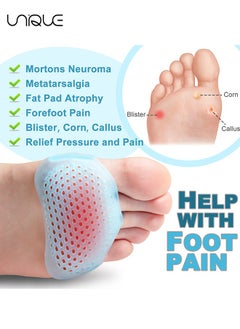 Unique 2 Pairs Ball of Foot Cushions, Metatarsal Pads Soft Gel Ball of Foot Pads Mortons Neuroma Callus Metatarsal Foot Pain Relief (Blue)  - Image 5