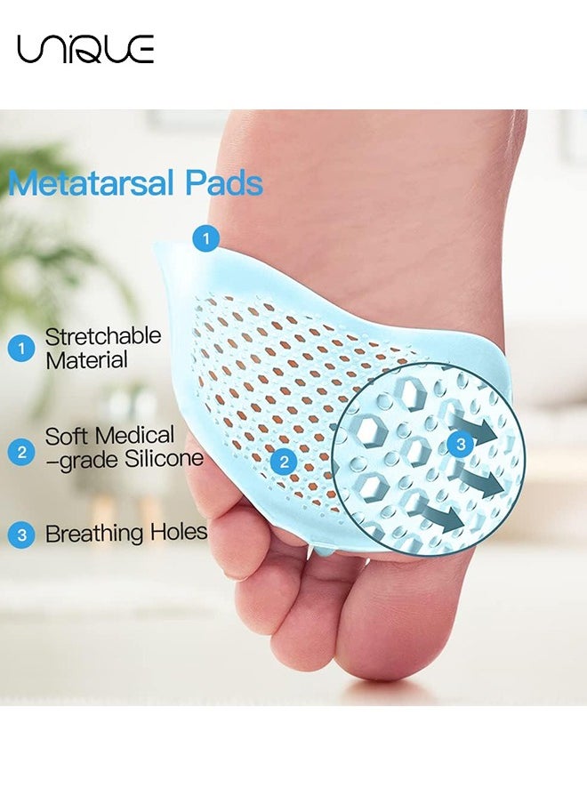 2 Pairs Ball of Foot Cushions, Metatarsal Pads Soft Gel Ball of Foot Pads Mortons Neuroma Callus Metatarsal Foot Pain Relief (Blue)