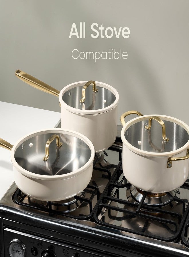 كاروت مقلاة كاروت المصنوعة من الفولاذ المقاوم للصدأ مقاس 10 بوصات مع غطاء، طبقة خارجية من السيراميك، غير سامة، تسخين متساوٍ، آمنة للاستخدام في الفرن، متوافقة مع مواقد الحث الحراري والسيراميك والغاز، لون أبيض - Image 2