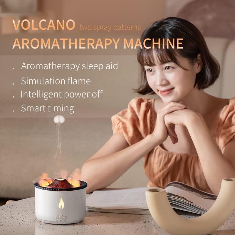Mobileaddaa Humidifier Flame Oil Diffuser with Flame Light Cool Mist Humidifier with 2 Mist Modes AutoOff Safety Protection Quiet Diffusers for Aromatherapy Essential Oil for Home Office 360ml Valcano - Image 2