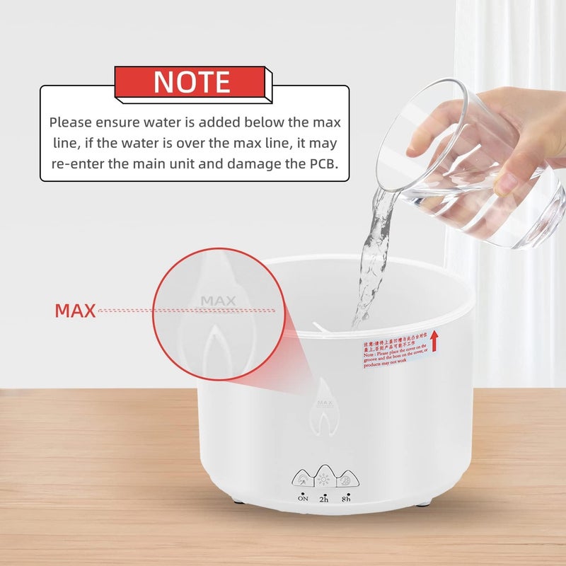 Mobileaddaa Humidifier Flame Oil Diffuser with Flame Light Cool Mist Humidifier with 2 Mist Modes AutoOff Safety Protection Quiet Diffusers for Aromatherapy Essential Oil for Home Office 360ml Valcano - Image 5