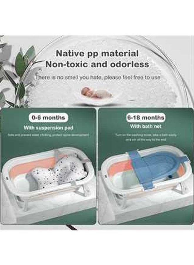 Arabest - Baby Bathtub Portable With Baby Cushion Shampoo Hat, Collapsible Toddler Bath Tub for 0-2 Years Kids Foldable Infant Shower Basin New Born Toddler Bathing Support Bath Organizers (Pink) - Image 1