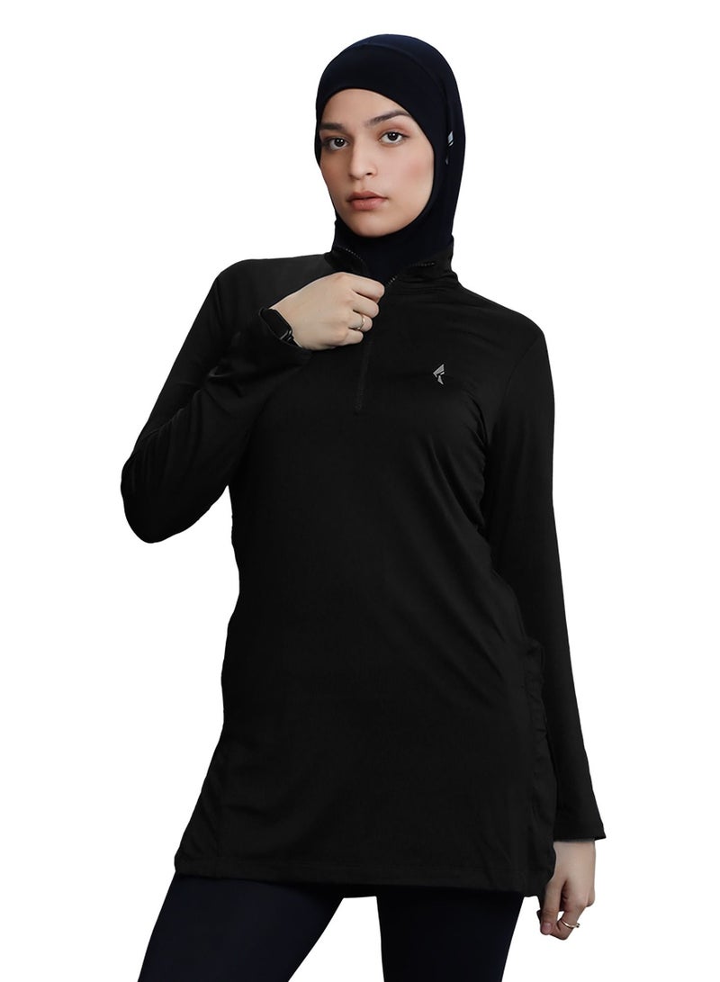 FLUSH Flush Womens Half Zipper lightweight Yoga Shirt With UV Sun Protection Pullover Long Sleeves Workout T-Shirt  - Image 1