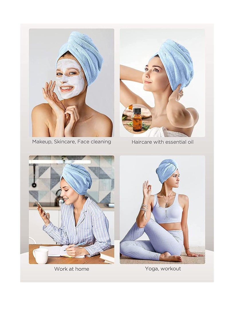 Microfiber Hair Towel,3 Packs Turbans for Wet Hair, Wrap Towels Women Anti Frizz Fast Drying Towel Ultra-Absorbent Soft Curly Long Thick (Blue, Grey) - Image 5