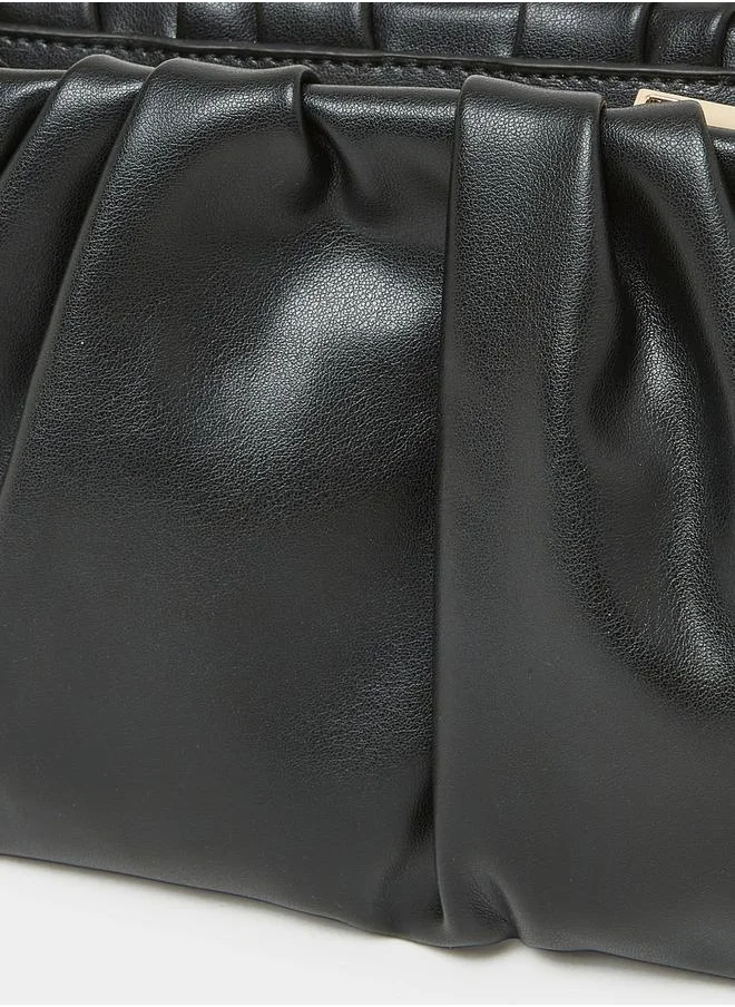 Styli Textured Handbag with Wide Chain Strap