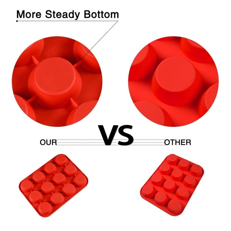 CAKETIME 12 Cups Silicone Muffin Pan - Regular Size Cupcake Pan Muffin Tin for Baking Nonstick Food Grade - Image 2