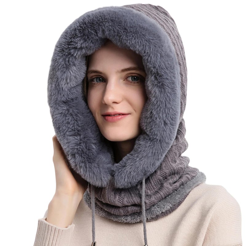 HUAMULAN Women Winter One Piece Beanie Hat Slouchy Fleece Balaclavas Face Shield Mask Neck Scarf Set Warm Earmuff Ski Snow Knit Hats Cold Weather - Image 1