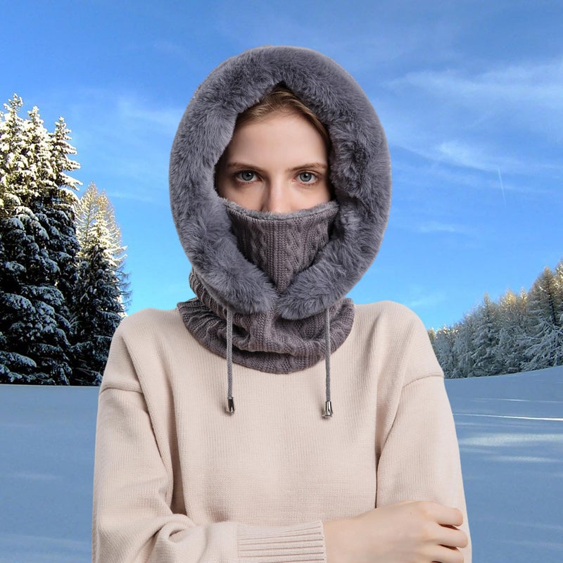 HUAMULAN Women Winter One Piece Beanie Hat Slouchy Fleece Balaclavas Face Shield Mask Neck Scarf Set Warm Earmuff Ski Snow Knit Hats Cold Weather - Image 4