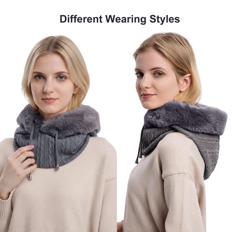 HUAMULAN Women Winter One Piece Beanie Hat Slouchy Fleece Balaclavas Face Shield Mask Neck Scarf Set Warm Earmuff Ski Snow Knit Hats Cold Weather - Image 3