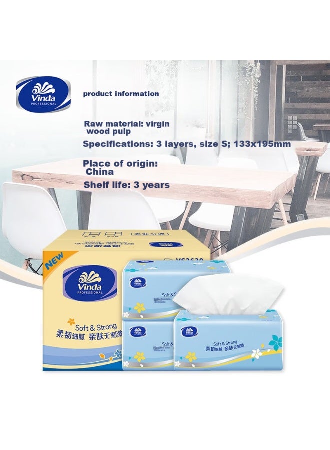 Vinda Facial Tissues, 3-ply, 140 Sheets*20 Packs, S Size, For Living Room, Office, Hotel, Natural Unscented Soft Tissues - Image 2