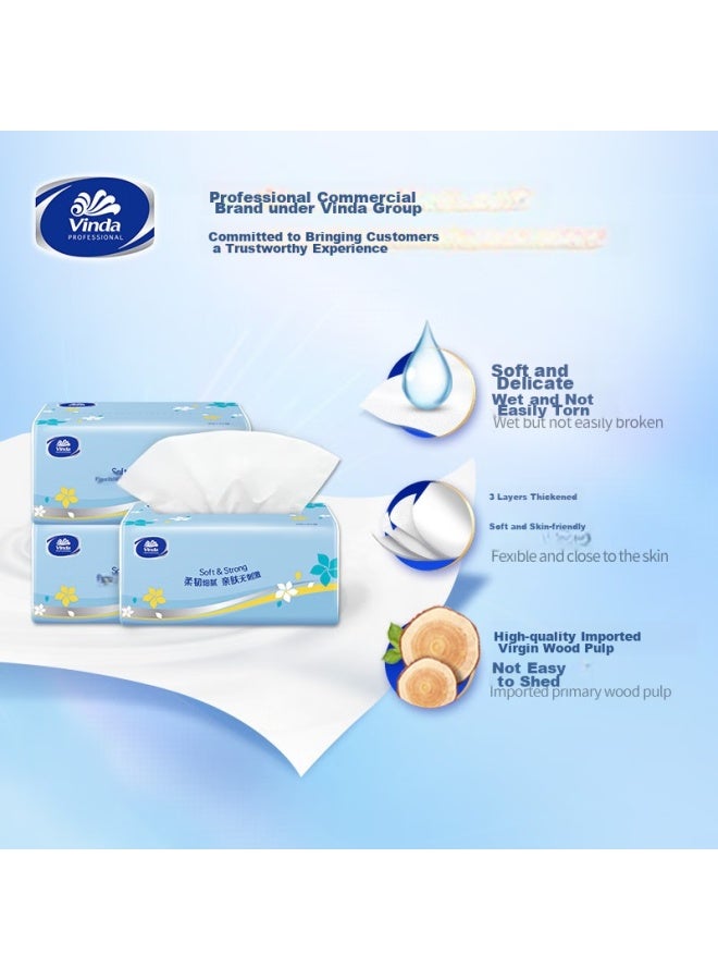 Vinda Facial Tissues, 3-ply, 140 Sheets*20 Packs, S Size, For Living Room, Office, Hotel, Natural Unscented Soft Tissues - Image 1
