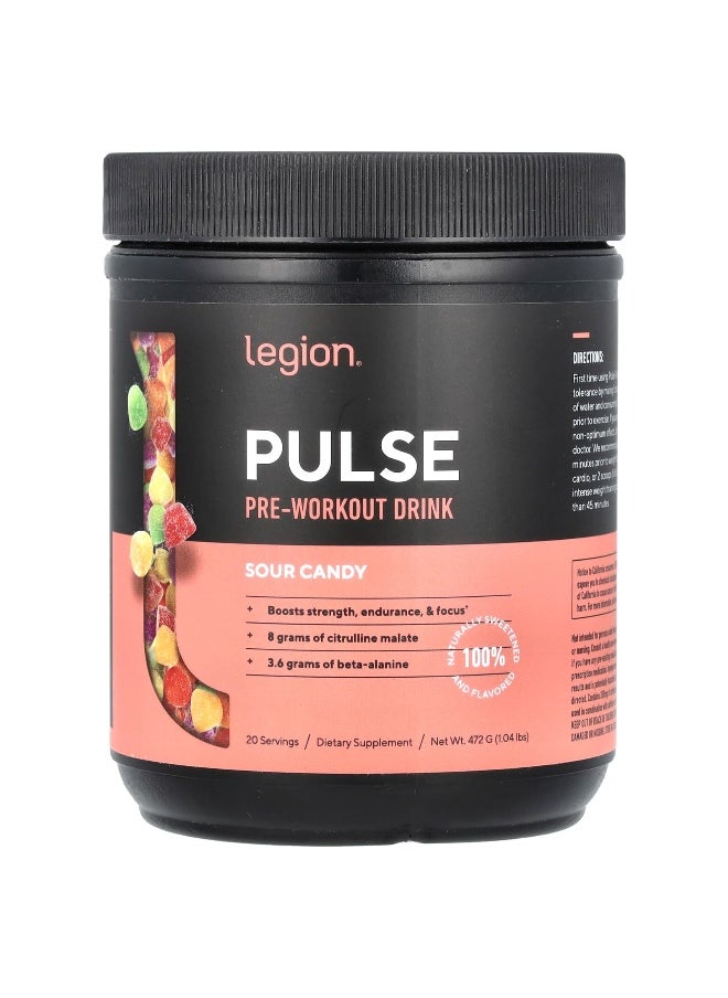 Legion Athletics Legion Athletics, Pulse, Pre-Workout Drink, Sour Candy, 1.04 lbs (472 g)  - Image 1