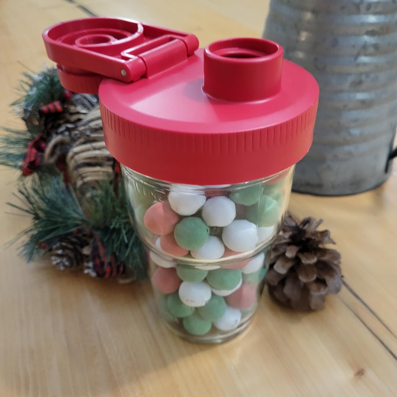 Brewing America Nesting Jar with Drinking Lid as Travel Cup, 1 Pint (16 oz) with Red Pouring Lid on Wide Mouth Ball Nesting Mason Jar, USA-Made To Go Drink Cup, 1-Pack - Image 4