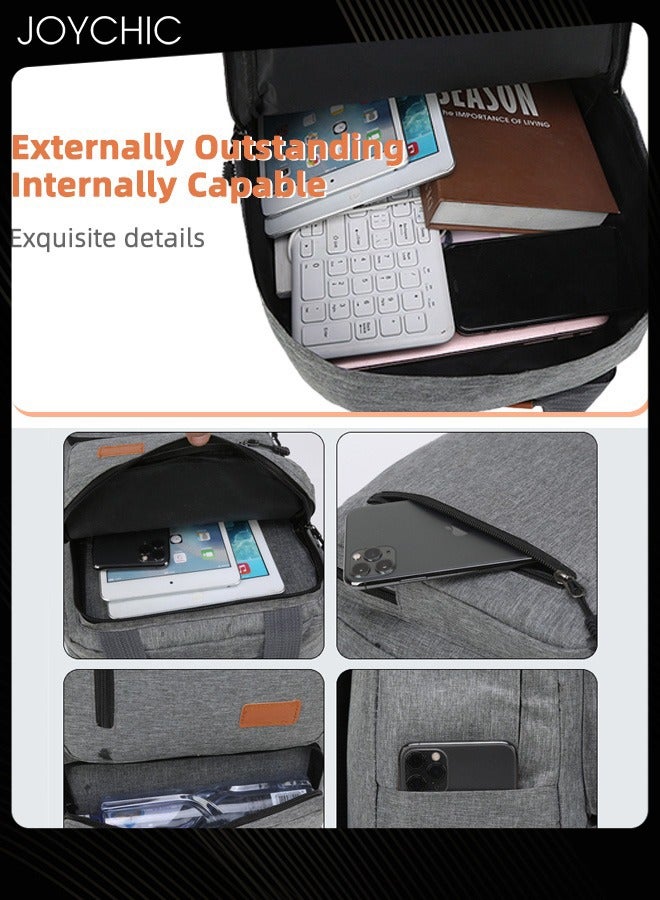 Joychic حقيبة ظهر سفر لابتوب أكسفورد 3 قطع بنمط صلب بسحاب حقيبة مدرسية مضادة للسرقة مقاومة للماء لحقيبة يومية للرجال في المكتب والخارج - Image 4