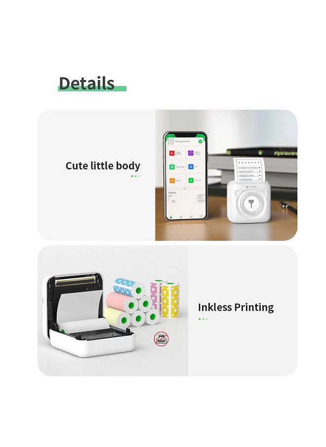 PeriPage - Mini Pocket All-in-One Thermal Printer Wireless BT Picture Photo Label Memo Receipt Paper Printer AR Photo Function with USB Cable Support for Android iOS Smartphone Windows - Image 1