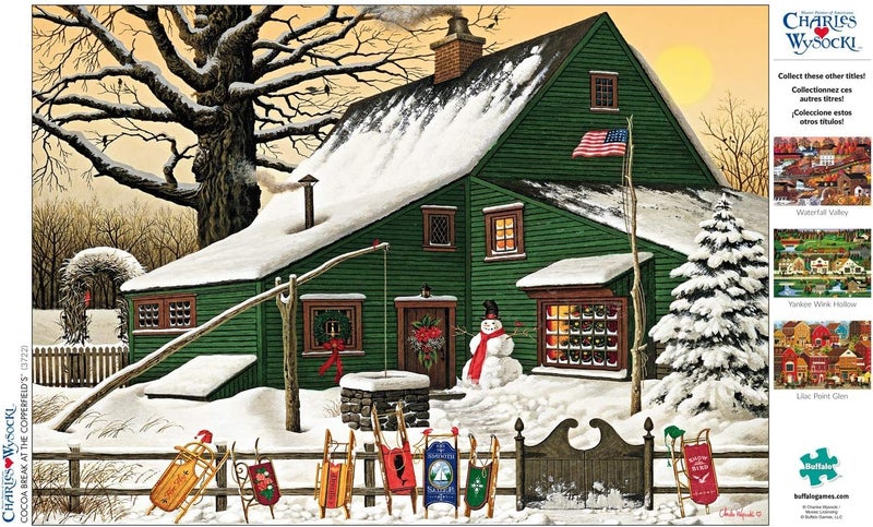 Buffalo Games â€“ Charles Wysocki - Cocoa Break at the Copperfields - 500 Piece Winter Jigsaw Puzzle â€‹- High-Quality Christmas Puzzles for Adults â€“ Precision-Cut Pieces, Festive, Holiday Artwork - Image 4