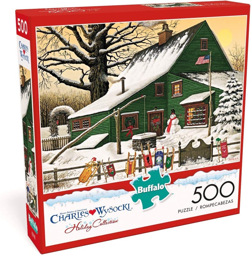 Buffalo Games â€“ Charles Wysocki - Cocoa Break at the Copperfields - 500 Piece Winter Jigsaw Puzzle â€‹- High-Quality Christmas Puzzles for Adults â€“ Precision-Cut Pieces, Festive, Holiday Artwork - Image 1