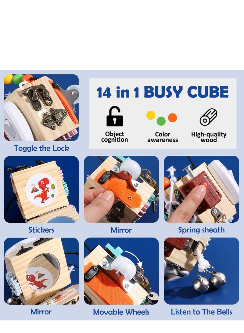 Excefore 8-in-1 Busy Cube Busy Board, Montessori Busy Board Sensory Toys, Develop Fine Motor Skills Toys, Suitable for Toddlers 1 2 3 Years Old - Image 5