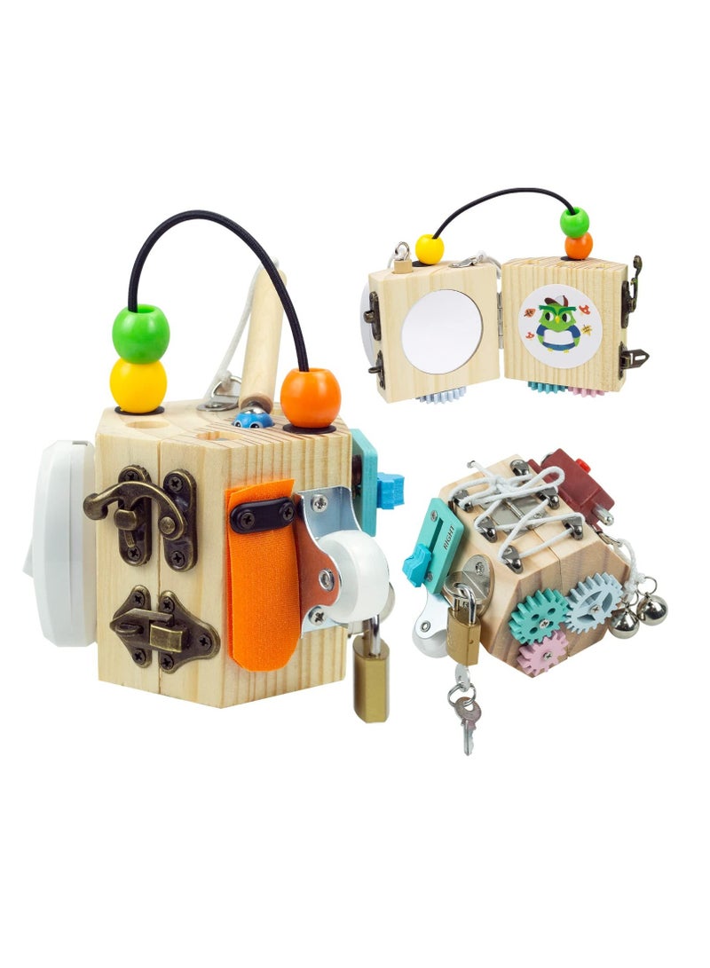 Excefore 8-in-1 Busy Cube Busy Board, Montessori Busy Board Sensory Toys, Develop Fine Motor Skills Toys, Suitable for Toddlers 1 2 3 Years Old - Image 1