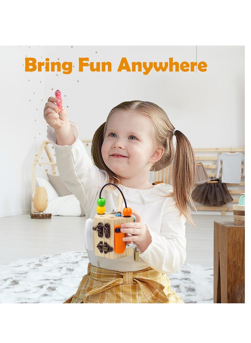 Excefore 8-in-1 Busy Cube Busy Board, Montessori Busy Board Sensory Toys, Develop Fine Motor Skills Toys, Suitable for Toddlers 1 2 3 Years Old - Image 2