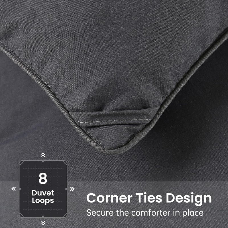 EASELAND Twin Size Down Alternative Comforter - Quilted Duvet Insert for All Seasons, Soft Lightweight with Corner Tabs, Summer Winter Warm Bedding, Dark Grey 64Ã—88 Inches - Image 5