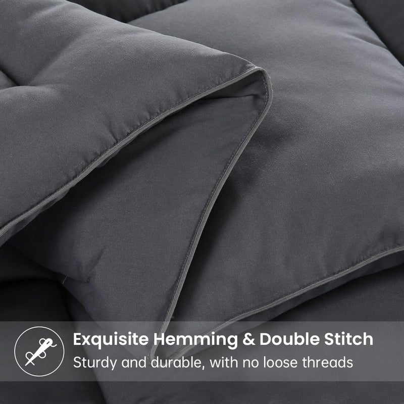 EASELAND Twin Size Down Alternative Comforter - Quilted Duvet Insert for All Seasons, Soft Lightweight with Corner Tabs, Summer Winter Warm Bedding, Dark Grey 64Ã—88 Inches - Image 4