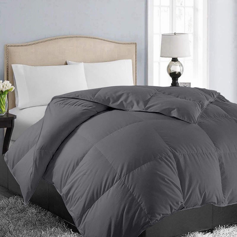 EASELAND Twin Size Down Alternative Comforter - Quilted Duvet Insert for All Seasons, Soft Lightweight with Corner Tabs, Summer Winter Warm Bedding, Dark Grey 64Ã—88 Inches - Image 1