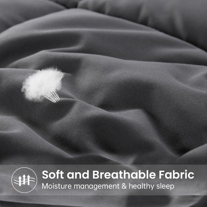 EASELAND Twin Size Down Alternative Comforter - Quilted Duvet Insert for All Seasons, Soft Lightweight with Corner Tabs, Summer Winter Warm Bedding, Dark Grey 64Ã—88 Inches - Image 3