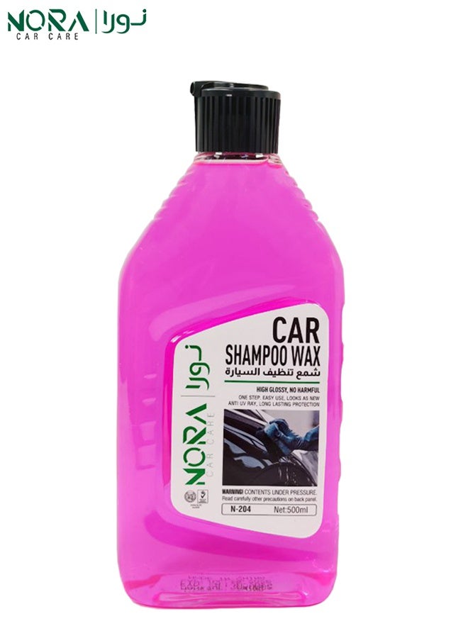 نورا شامبو وشمع السيارات NORA N-204، تركيبة مزدوجة المفعول، لمسة نهائية شديدة اللمعان، درجة حموضة متوازنة، رغوة كثيفة، لطيف على أسطح السيارات، 500 مل - Image 1