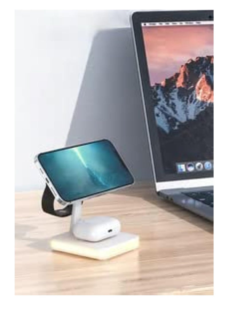 جلاسولوجي 4 in 1 25W Multifunctional Wireless Magnetic Charger Compatible with iPhone 12,13,14, Apple Watches, and AirPods, PD & QC3.0, Built-in LED Lamp, Adapter Included Black - Image 1