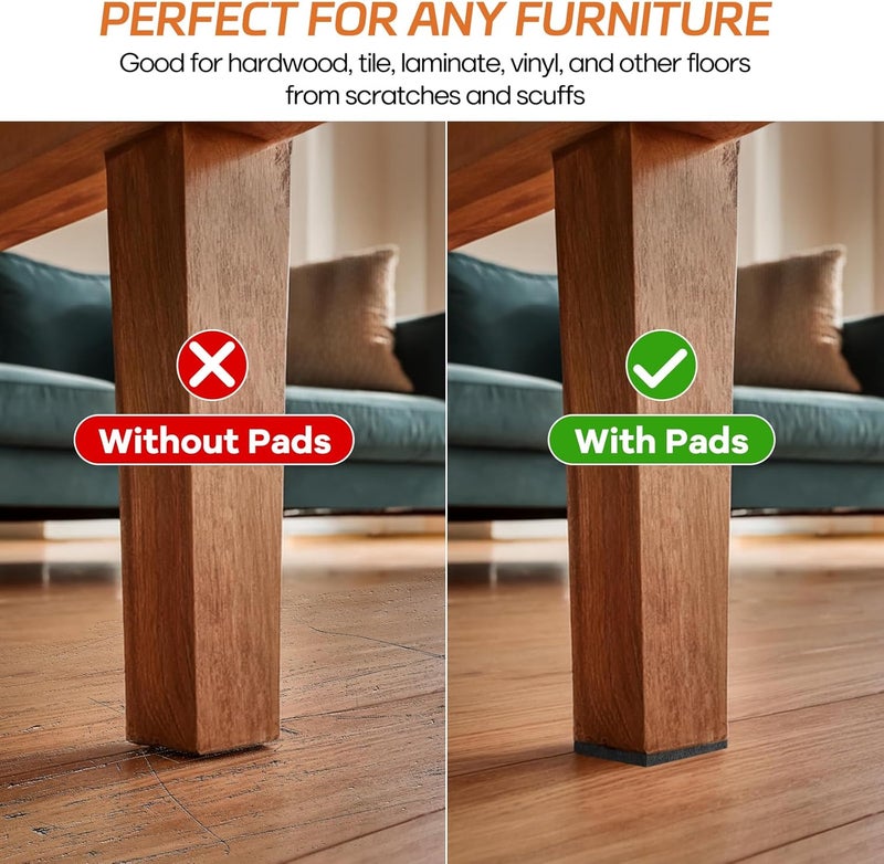 BAIPOK Felt Furniture Pads 10pcs 8" x 6" Adhesive Large Felt Pads, Cuttable Chair Leg Pads, Hardwood Floor Protectors for Furniture (Black 5 Pcs + Beige 5 Pcs) - Image 3