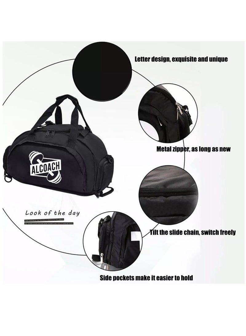 ALCOACH Sports Travel Bag Waterproof Shoe Compartment Packable Luggage Bag Weekend Bag Women Men( BLACK) - Image 3