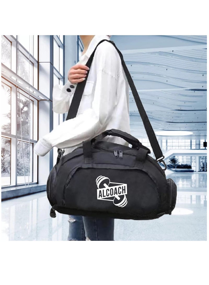 ALCOACH Sports Travel Bag Waterproof Shoe Compartment Packable Luggage Bag Weekend Bag Women Men( BLACK) - Image 2