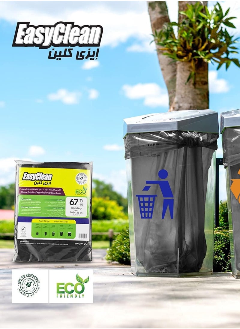 Easy Clean - EasyClean Heavy Duty Bio Degradable Black Garbage Bag 67 Gallon 105 X 125 cm Eco Friendly 20s - Image 1