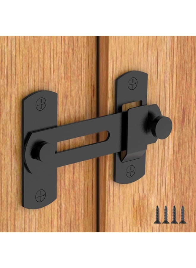 180 Degree Flip Sliding Barn Door Lock for Privacy - Safe barn Door Locks and latches for Barn Door, Pet Door, Bathroom, Outdoor, Garage, Window (Size : BLACK)  - Image 1