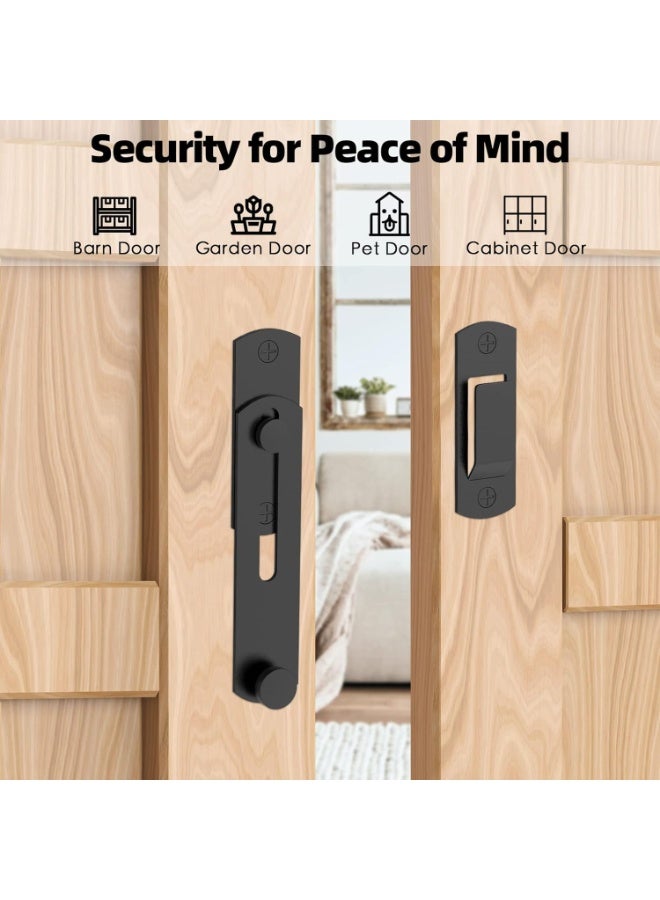 180 Degree Flip Sliding Barn Door Lock for Privacy - Safe barn Door Locks and latches for Barn Door, Pet Door, Bathroom, Outdoor, Garage, Window (Size : BLACK)  - Image 4