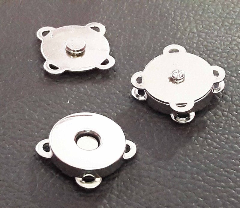 Tia Magnet Button, Clasps, Snaps, Fasteners for Purse, Bags, Clothes and DIY Works- (4, Silver (SEW)-20mm) - Image 2