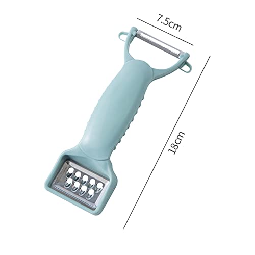 Wolpin 4 in 1 Multipurpose (1 Pc) Peeler/Vegetable Scrapper Double Edge Serrated Grater with Garlic Shredder - Blue - Image 4