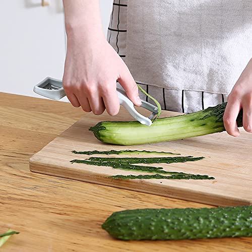 Wolpin 4 in 1 Multipurpose (1 Pc) Peeler/Vegetable Scrapper Double Edge Serrated Grater with Garlic Shredder - Blue - Image 5