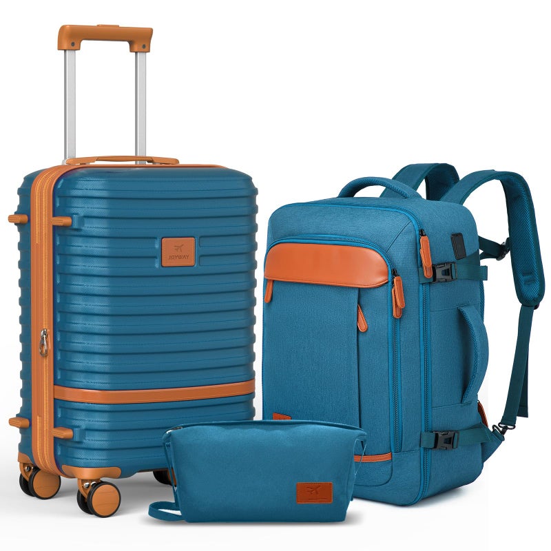 Joyway Expandable Carry on Luggage Sets Airline Approved, Lightweight Hard Shell 20 Inch Carry-on Suitcase with Spinner Wheels (Carry on luggageï¼ŒBlue) - Image 1