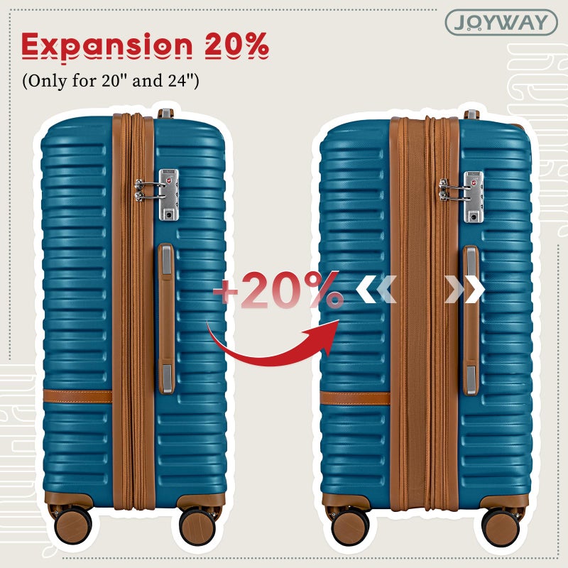 Joyway Expandable Carry on Luggage Sets Airline Approved, Lightweight Hard Shell 20 Inch Carry-on Suitcase with Spinner Wheels (Carry on luggageï¼ŒBlue) - Image 4