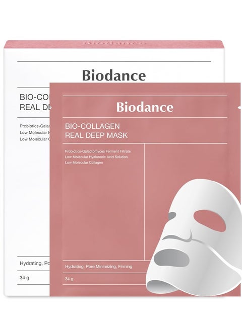 Bio Collagen Real Deep Mask 4Pcs Hydrating Overnight Mask Pore Minimizing Elasticity Improvement 34g