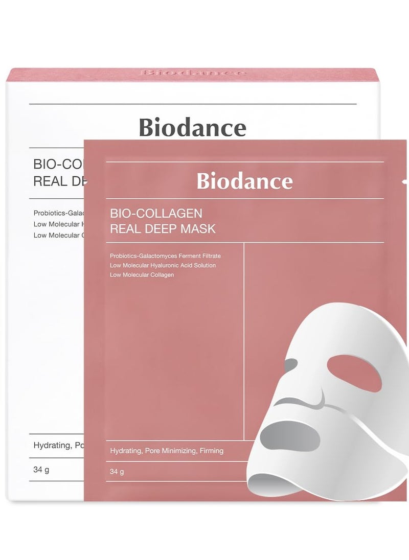 Bio Collagen Real Deep Mask 4Pcs Hydrating Overnight Mask Pore Minimizing Elasticity Improvement 34g