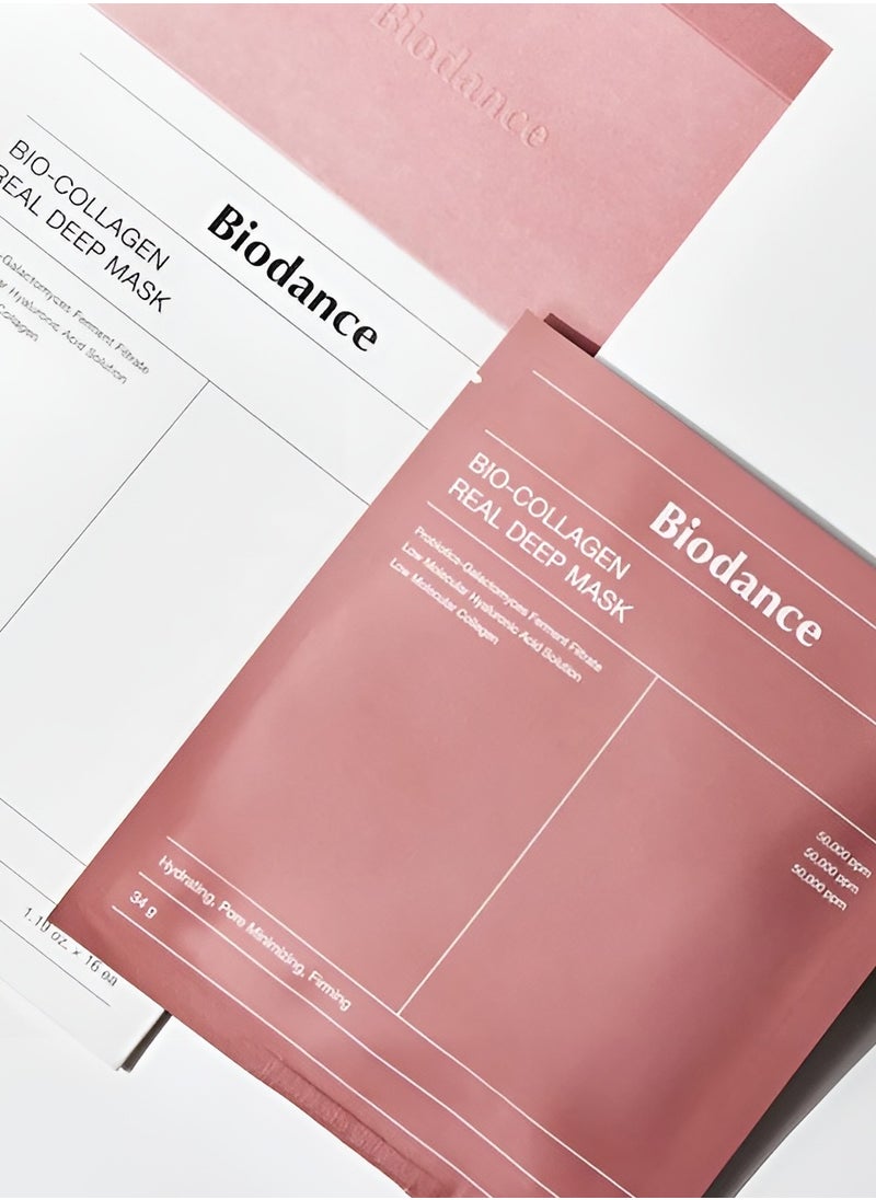 Bio Collagen Real Deep Mask 4Pcs Hydrating Overnight Mask Pore Minimizing Elasticity Improvement 34g