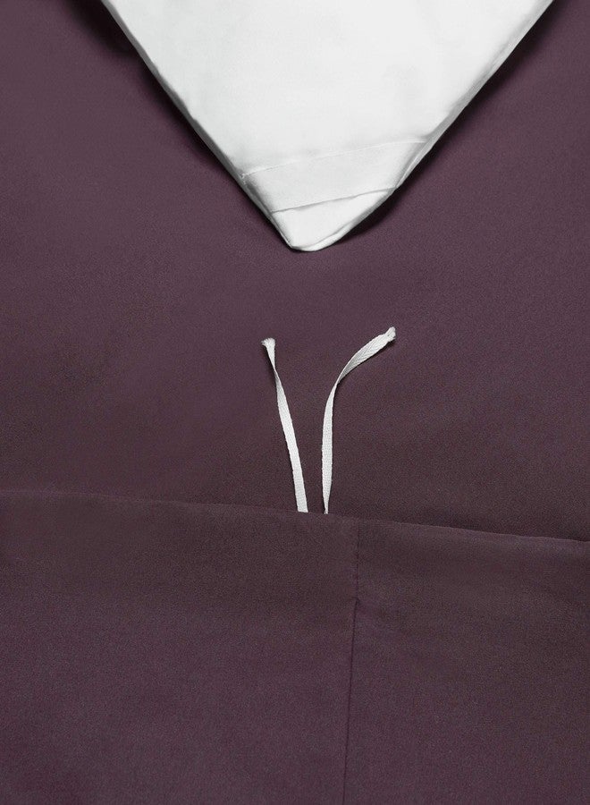 كلارا كلارك غطاء لحاف كلارا كلارك فائق النعومة من الألياف الدقيقة المصقولة مرتين - غطاء لحاف بإغلاق بأزرار و2 غطاء وسادة، لون باذنجاني، مقاس كينج - 90 بوصة × 104 بوصة - Image 5