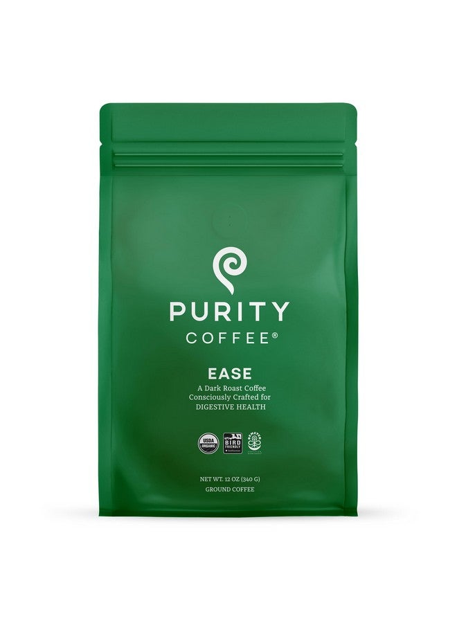 Purity Coffee EASE Dark Roast Ground Coffee for Low Acidity - USDA Organic and Third-Party Tested for Antioxidants, Mold, Mycotoxins and Pesticides - 12oz - Image 1