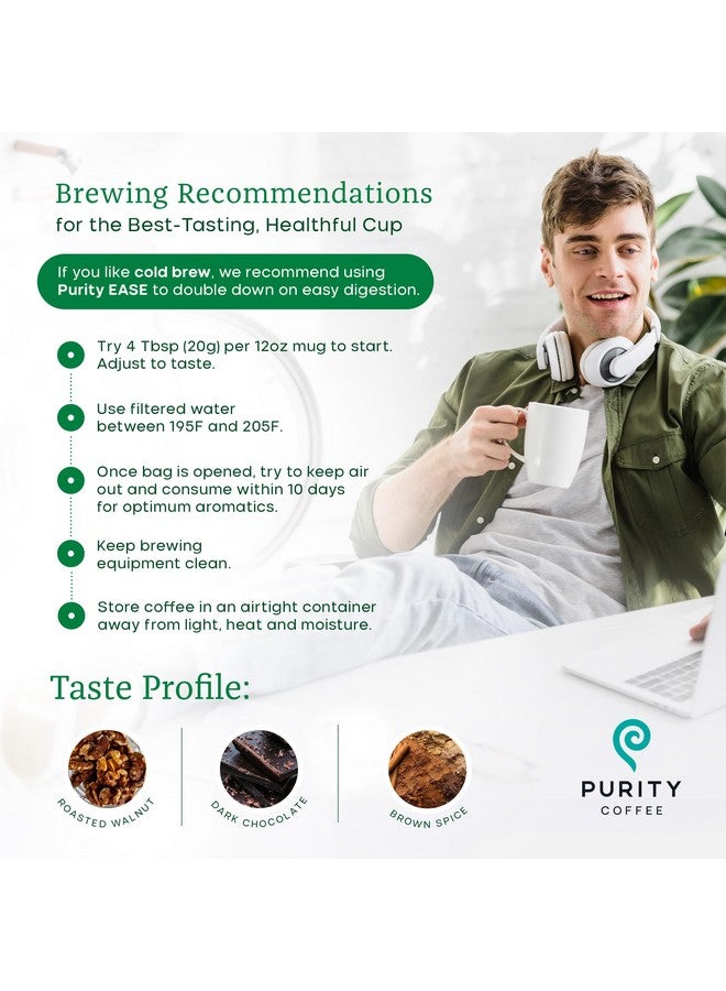 Purity Coffee EASE Dark Roast Ground Coffee for Low Acidity - USDA Organic and Third-Party Tested for Antioxidants, Mold, Mycotoxins and Pesticides - 12oz - Image 5