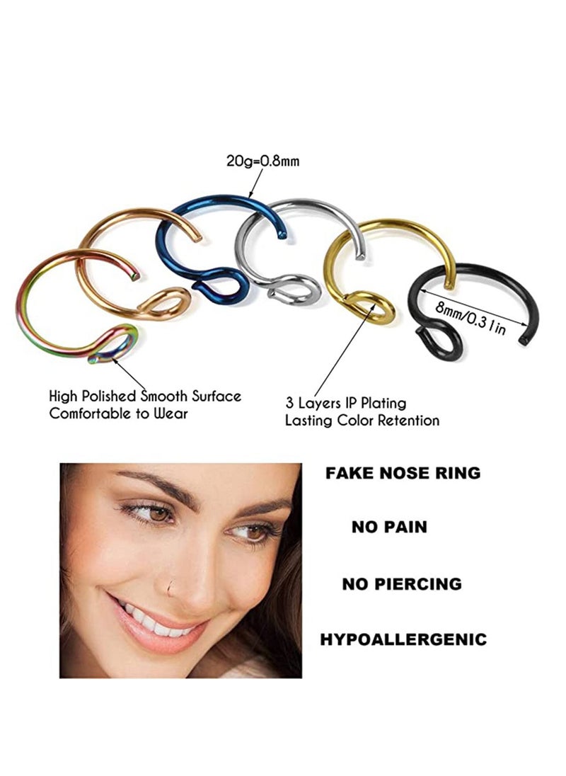 SYOSI - Non Piercing Fake Piercings Face Nose Ring Hoop, Nose Piercing Hoop Stainless Steel Non Piercing Nose Rings Hoop Jewelry for Women Men Body Jewelry, Gift for Women Girls Teen-girls Men - Image 1